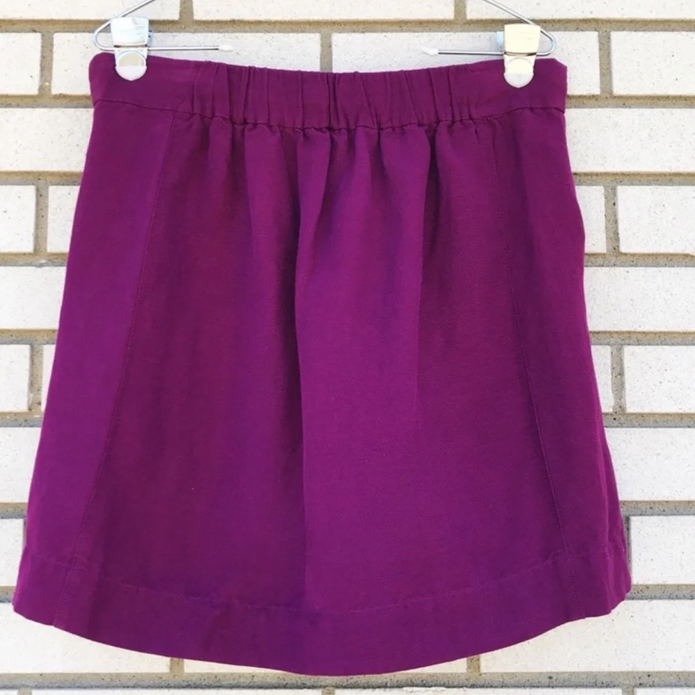 LOFT Raspberry Purple Linen‎ Drawstring Mini Skirt - Picture 2 of 5